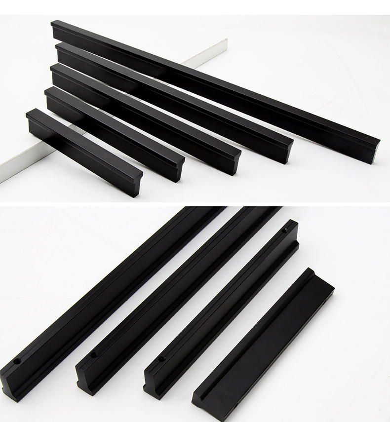 富达铭北欧橱柜加长拉手现代简约衣柜柜门拉手黑色抽屉拉手长拉手