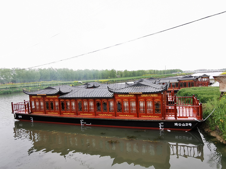 画舫船 厂家供应10米电动画舫游船仿古木船出售水上巴士船 观光船