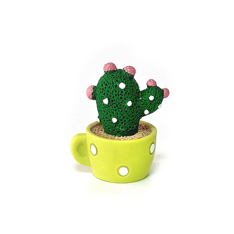 Cute Shaking Head Spring Car Decoration Animal Cactus Small Pot Plant Resin Decorations Cake Baking Decorations