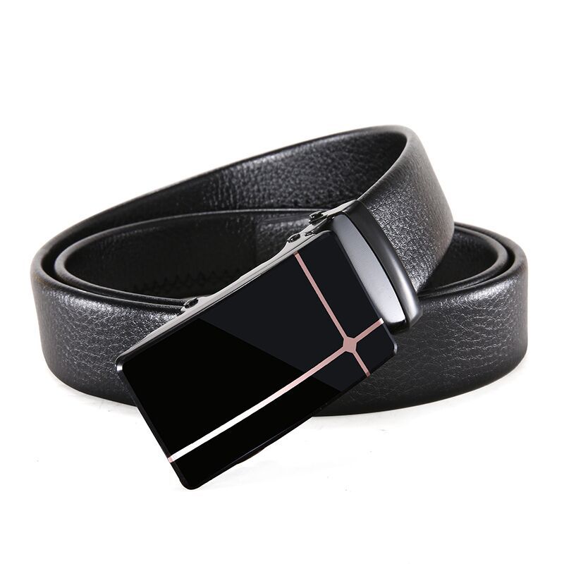 [Fule Leather] Men‘s Belt Acrylic Automatic Buckle Belt Men‘s Business Belt Young and Middle-Aged Clothing Matching