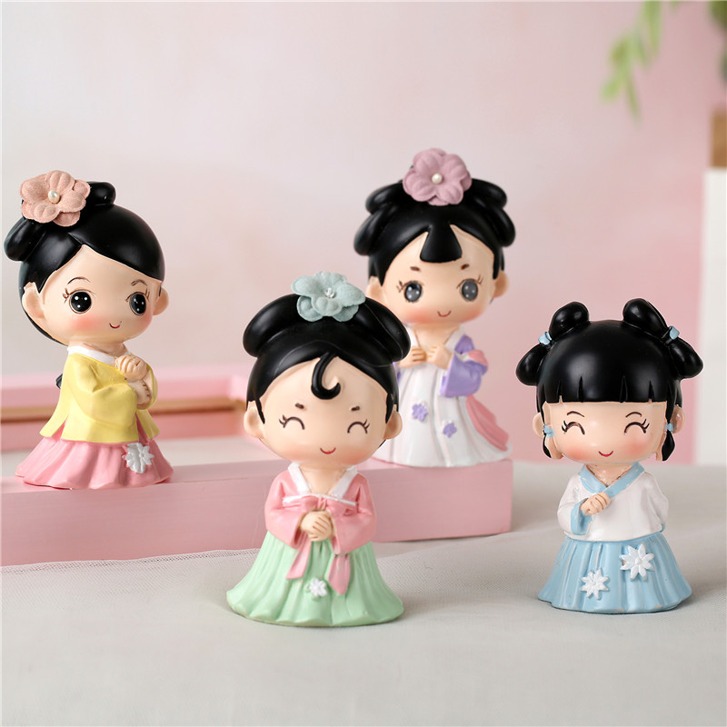 Home Decoration Ancient Style Girl Plaid Decoration Decoration Court Girl Hanfu Decoration Gift Chinese Style Decoration