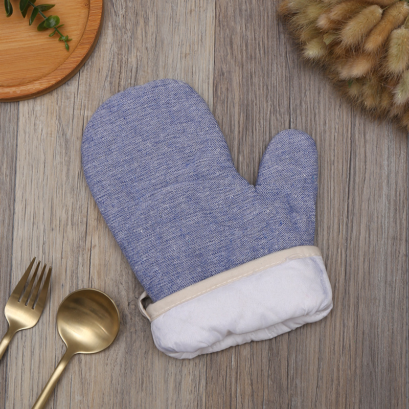 跨境棉麻手套北欧风隔热手套防滑耐高温微波炉手套厨房烤箱手套
