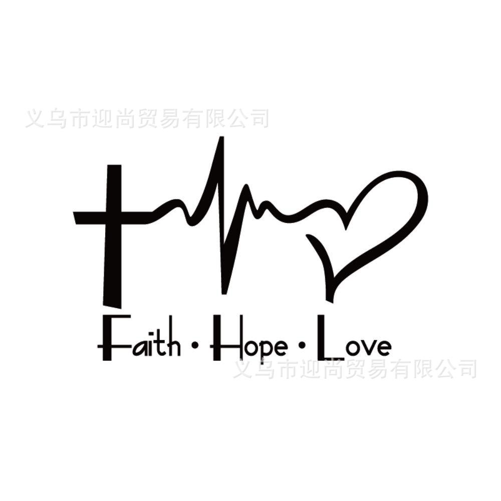 创意简约faith hope love心电图壁纸装饰卧室客厅pvc材质量大优惠