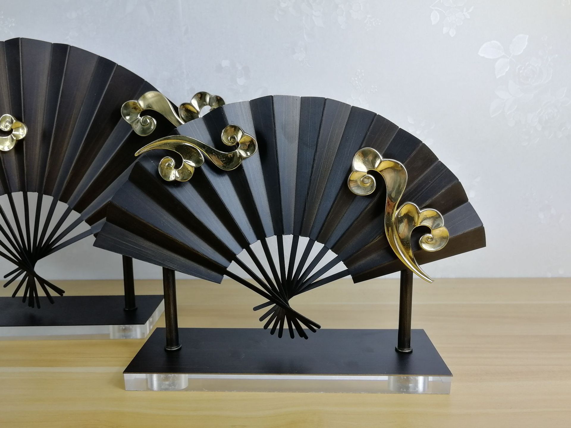 新中式饰品祥云创意扇形玄关摆件样板房间展厅客厅电视柜扇子摆件