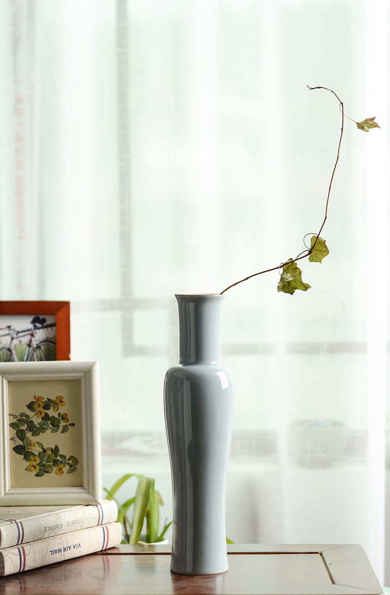 颜色釉美人肩花插景德镇全手工高温陶瓷 桌面插花瓶 东方古典风格