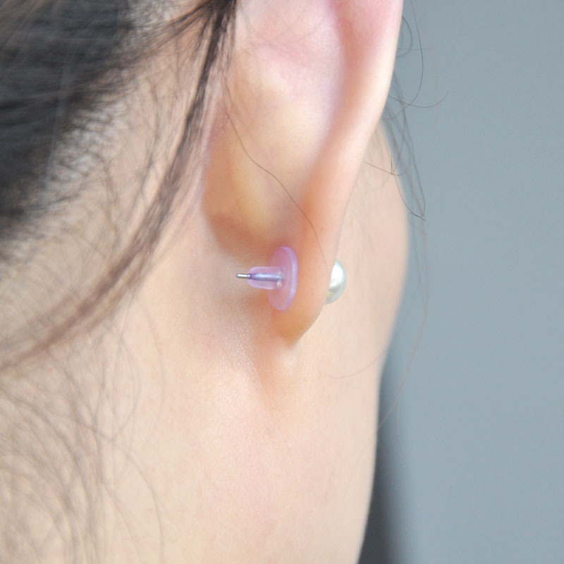 Frisbee Ear Stud Plug Plastic Transparent UFO Earplug Silicone Ear Cap Anti-Slip behind Ear Studs Ear Clip Wholesale