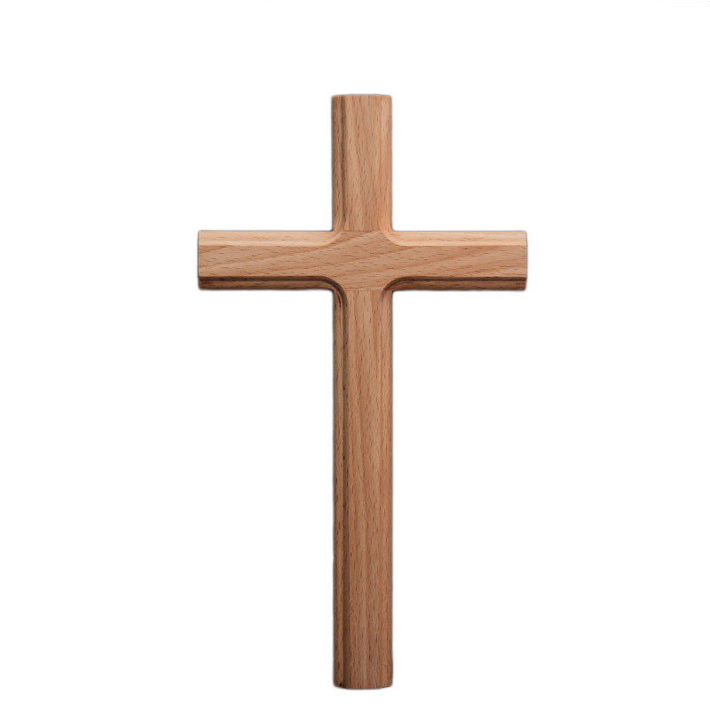 恩典榉木义树家实木十字架27cm亲和原木风格雕刻立体花边适合卧室