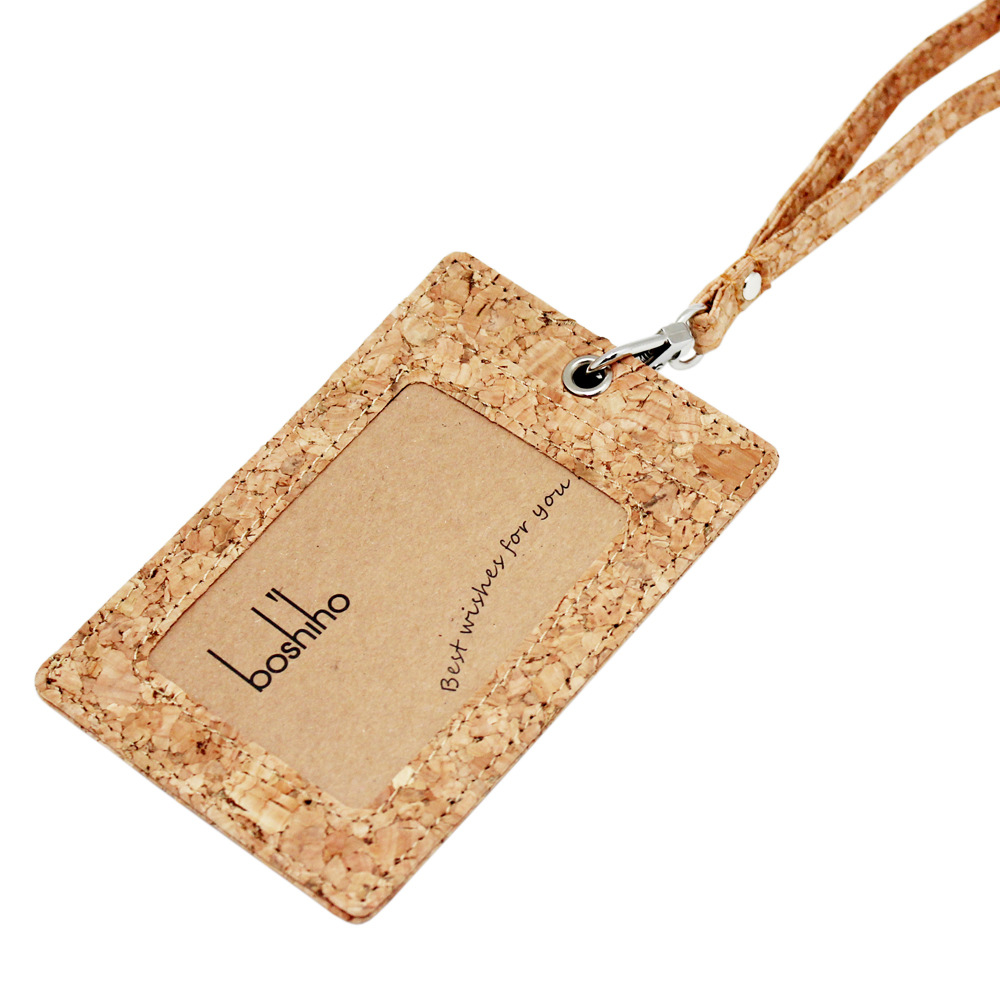 亚马逊 ebay wish热销 软木工作牌个性环保 工作证卡套 挂绳工牌