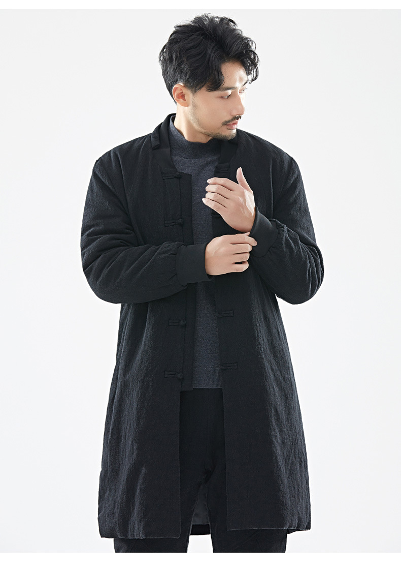 唐装男装中国风冬装大码棉衣男外套中长款大衣中年中式保暖棉袄