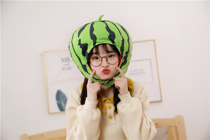 ins可爱西瓜头套帽子少女心搞怪水果帽年会派对活动表演道具