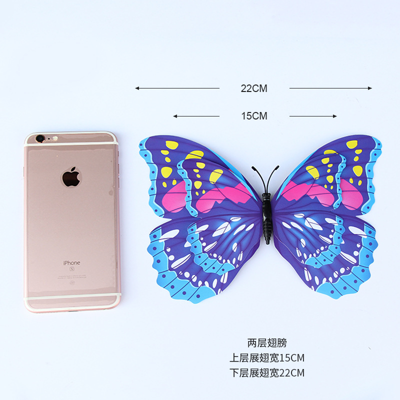 Double Layer 22 + 15cm Color Simulation Butterfly Simulation Craft Gardening Plug Park Tourist Attractions Decorative Butterfly