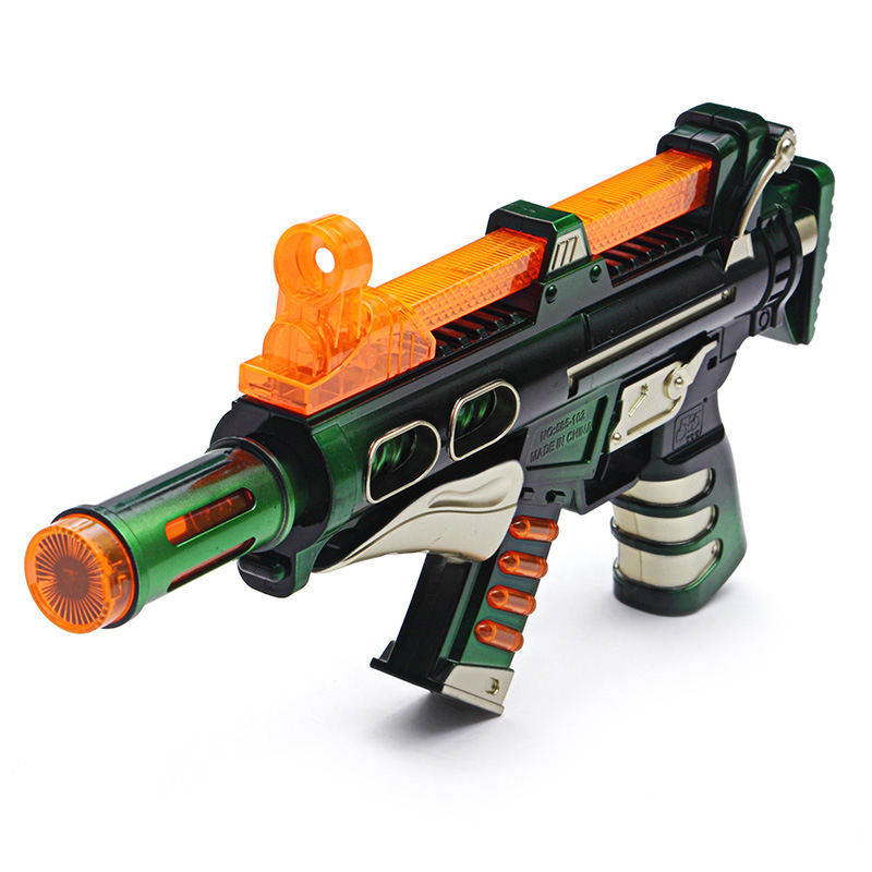 淘货源 爆款玩具地摊热卖 儿童电动音乐灯光震动枪 八音梅花枪