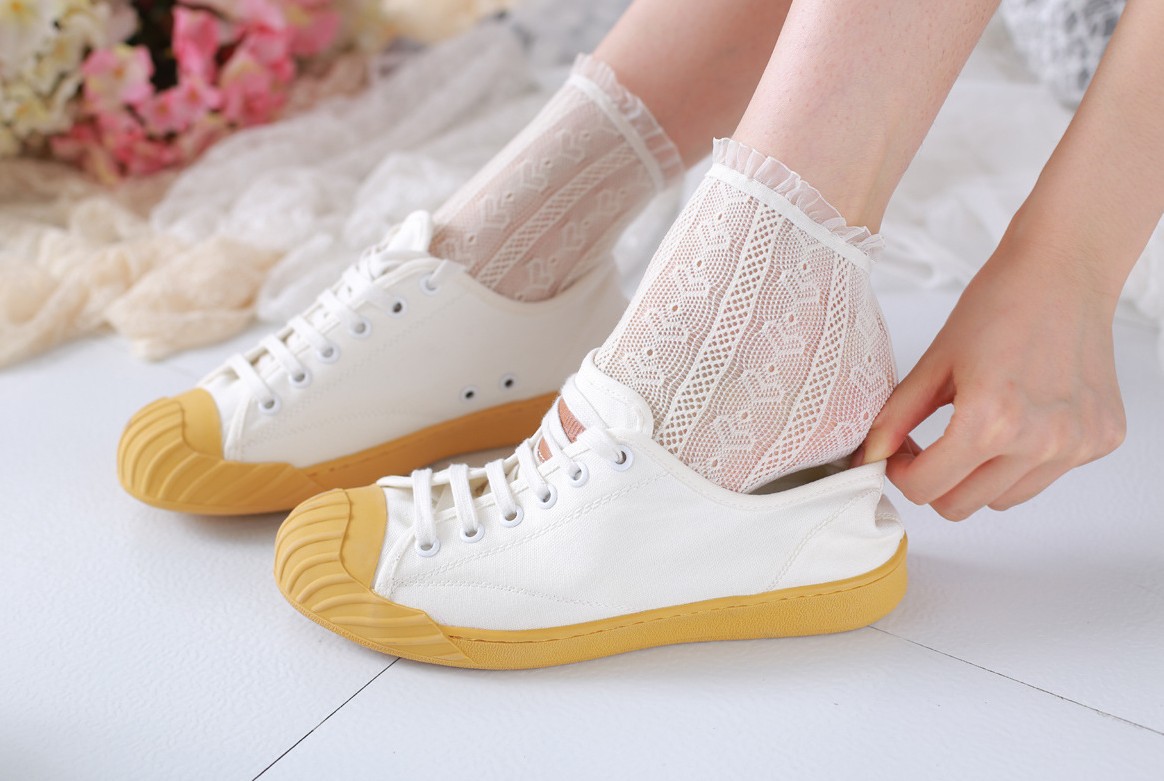 春夏新品日系复古森系洛丽塔萝莉软妹爱心镂空蕾丝花边短袜堆堆袜