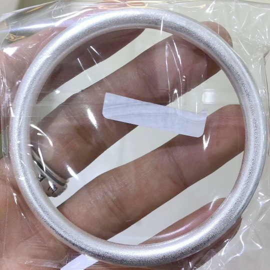 纯银999 足银开口空心磨砂银手镯闭口手镯女款厚粗款镯子磨砂网红