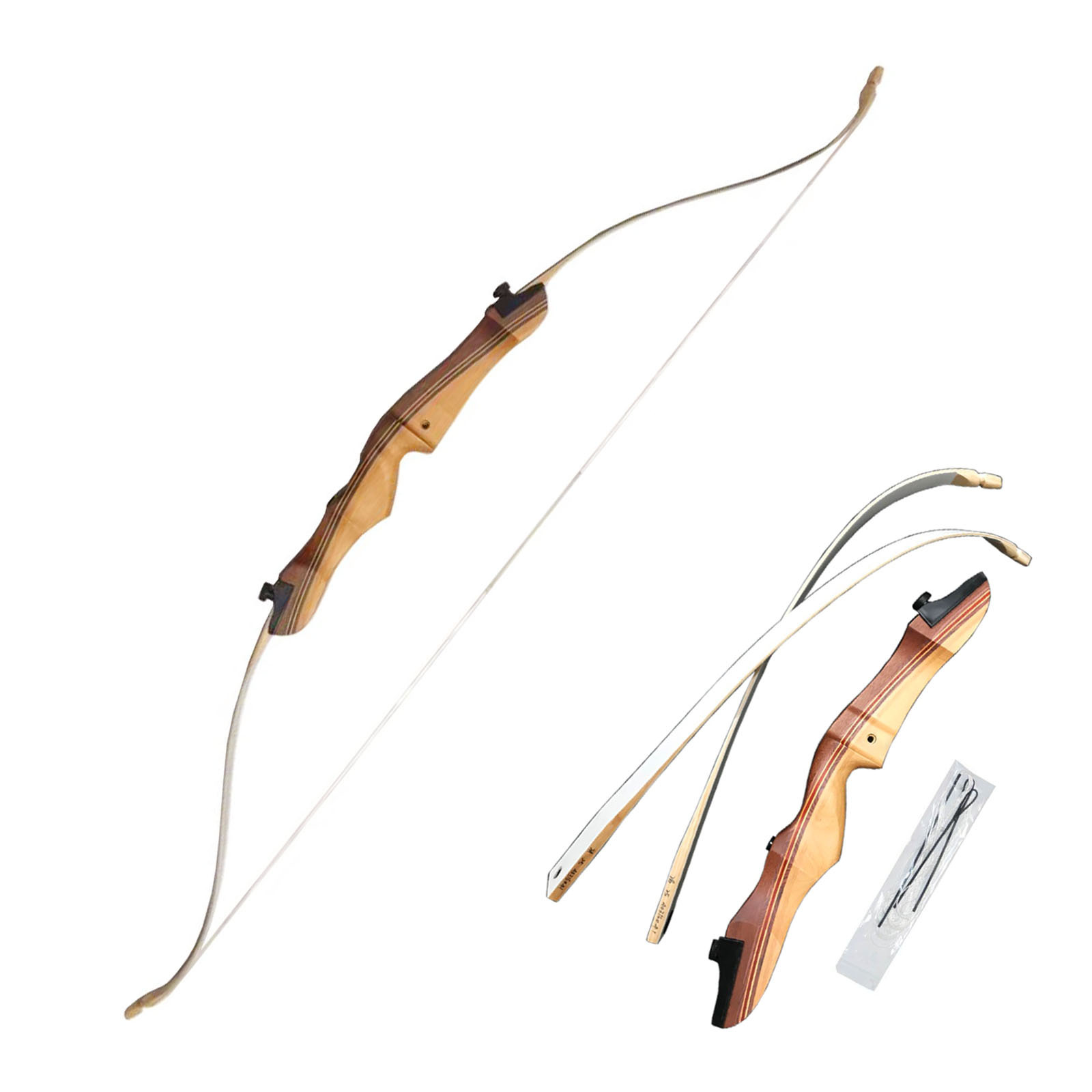 莫西干 比赛训练弓 木把 传统美猎竞技反曲木质弓 射箭器材 户外