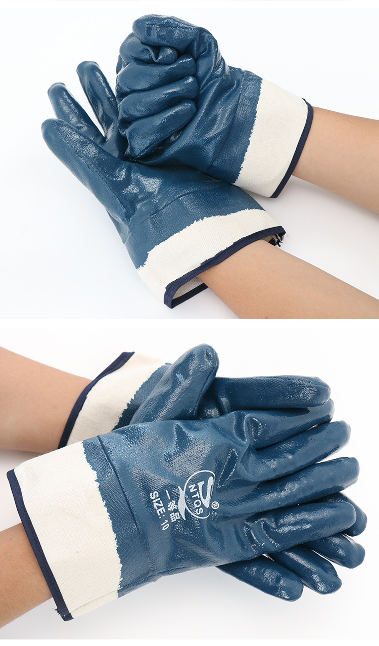 劳保手套_兰蓝丁晴耐油防滑手套耐磨挂胶手套加厚 - 阿里巴巴