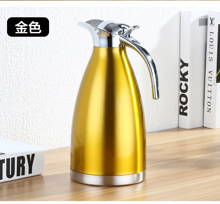 Stainless Steel Double-Layer Vacuum Thermos Coffee Pot Domestic Hot Water Pot Thermos Cold Kettle 2L Gift