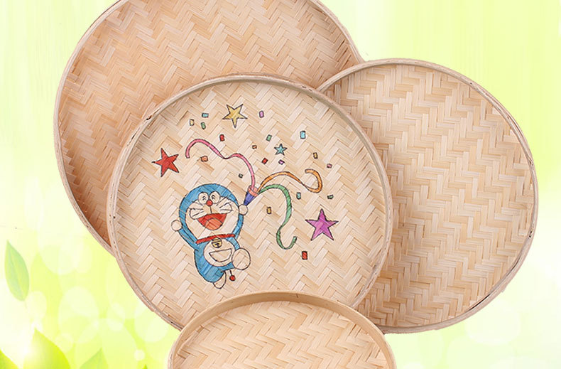 竹簸箕画手工diy竹匾画 竹筛画竹筐画竹编创意画农家乐店面装饰品