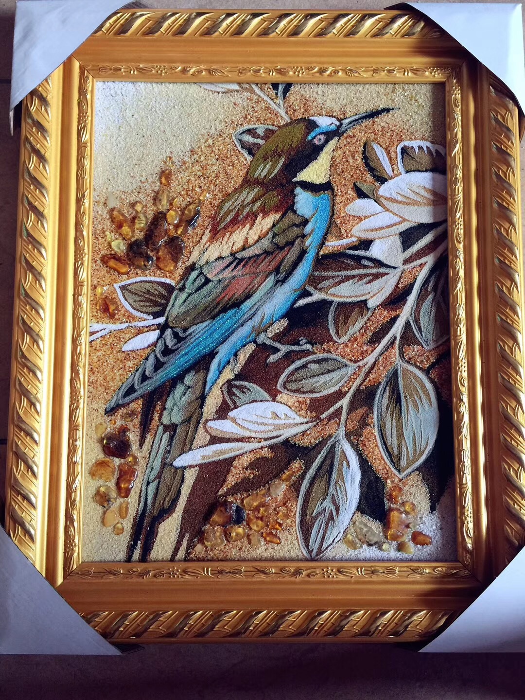 乌克兰琥珀画蜜蜡唐卡画手工画创意礼品居家办公室装饰画珠宝定制