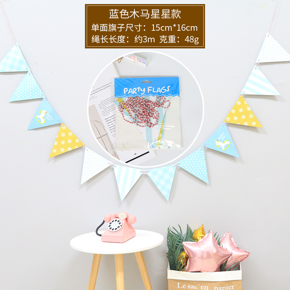 Creative Style Triangle Bunting Birthday Banners Hanging Flag Party Supplies Celebration Decorations Arrangement Pennant String Flags Hanging Decoration Festival