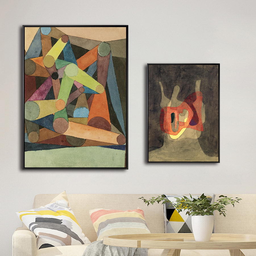 瑞士艺术家装饰画画芯定制保罗克利抽象几何色块餐厅艺术挂画画心