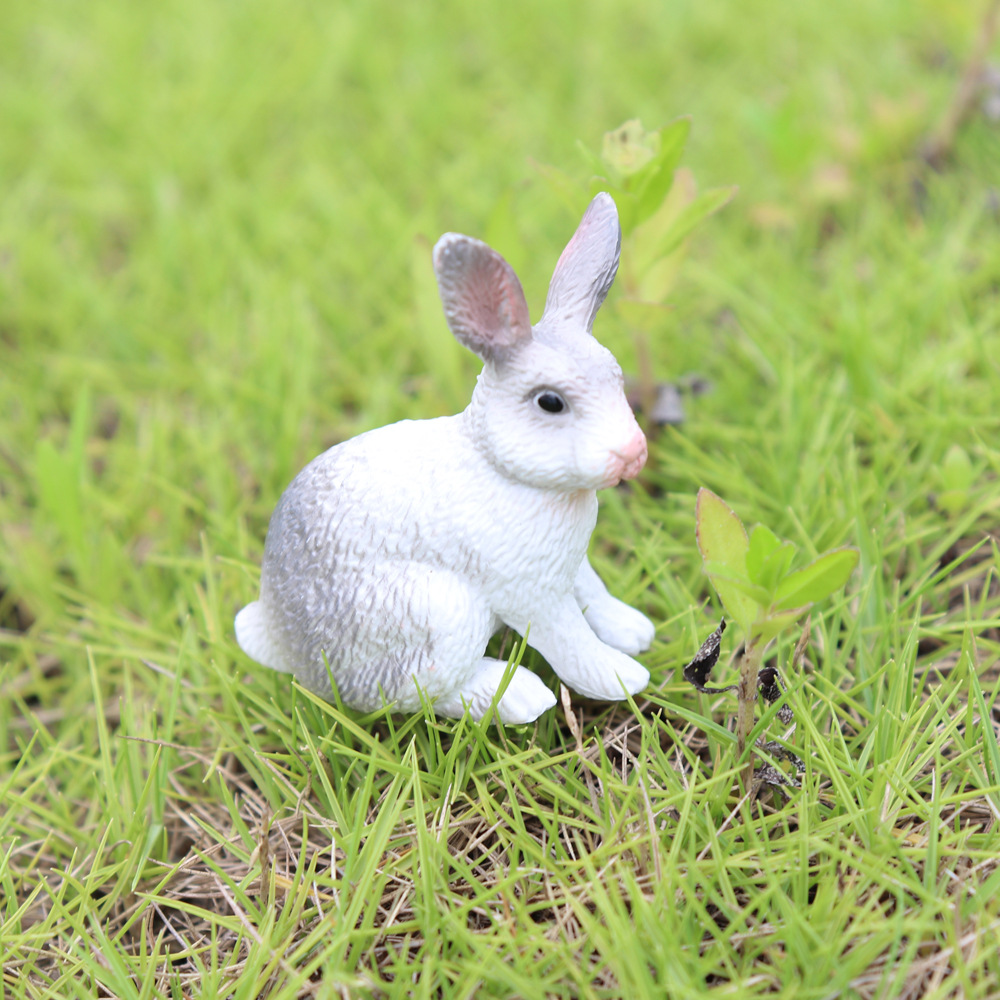 批发仿真兔子模型 迷你儿童早教小动物玩具 灰兔玩具摆件