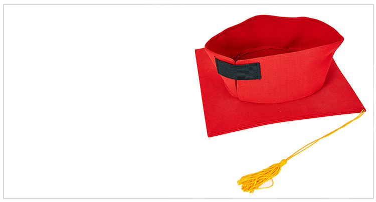 红色博士帽毕业典礼帽大学生成人礼仪帽儿童学位表演帽子厂家定做