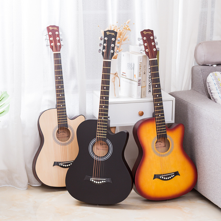 38寸吉他带调节杆民谣吉他可贴牌代工代发入门练习吉他跨境专供