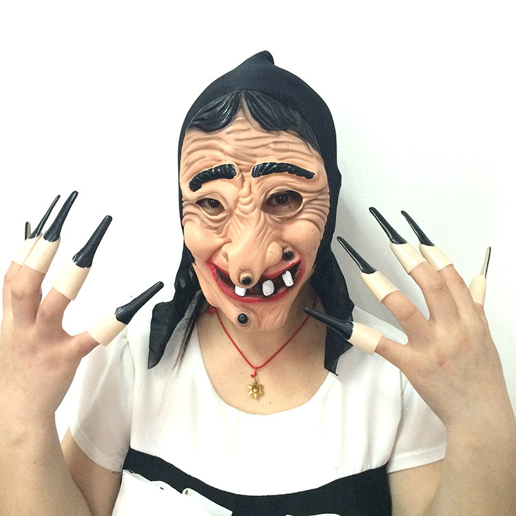 万圣节整人玩具巫婆长鼻子女巫婆乳胶面具派对 cosplay服装道具