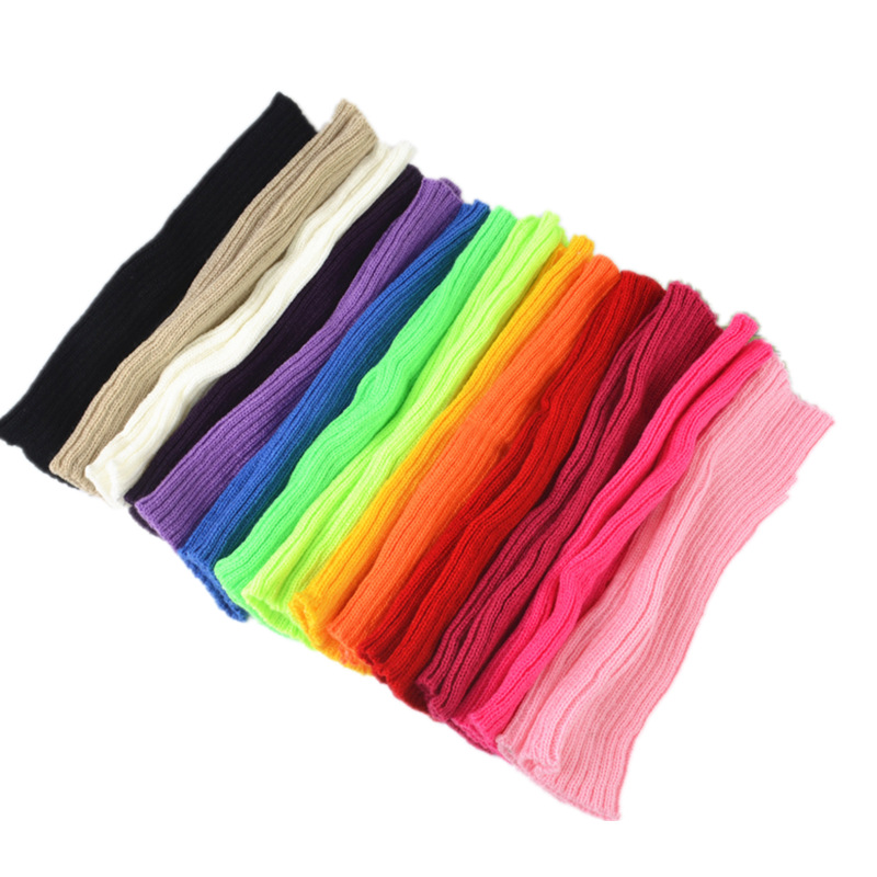 Spring and Autumn Outdoor Sun Protection Korean Style Solid Color Ins Fluorescent Personalized Mid-Length Oversleeve Knitted Plain Stitch Arm Sleeve