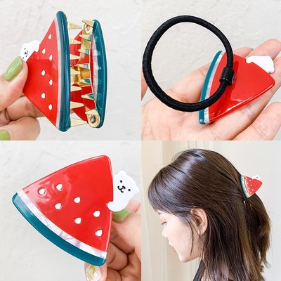 洗澡发夹抓夹夹子头饰可爱水果发夹西瓜发圈韩版夏天抓夹马尾直发