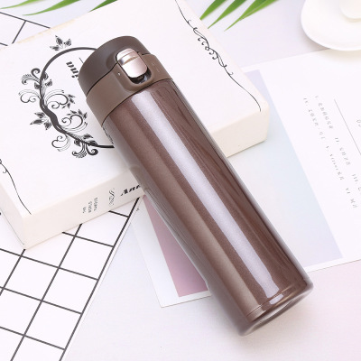 304 Vacuum Bounce Cover Vacuum Cup Outdoor Stainless Steel Warm-Keeping Water Cup Advertising Gift Cup Lettering Printed Logo