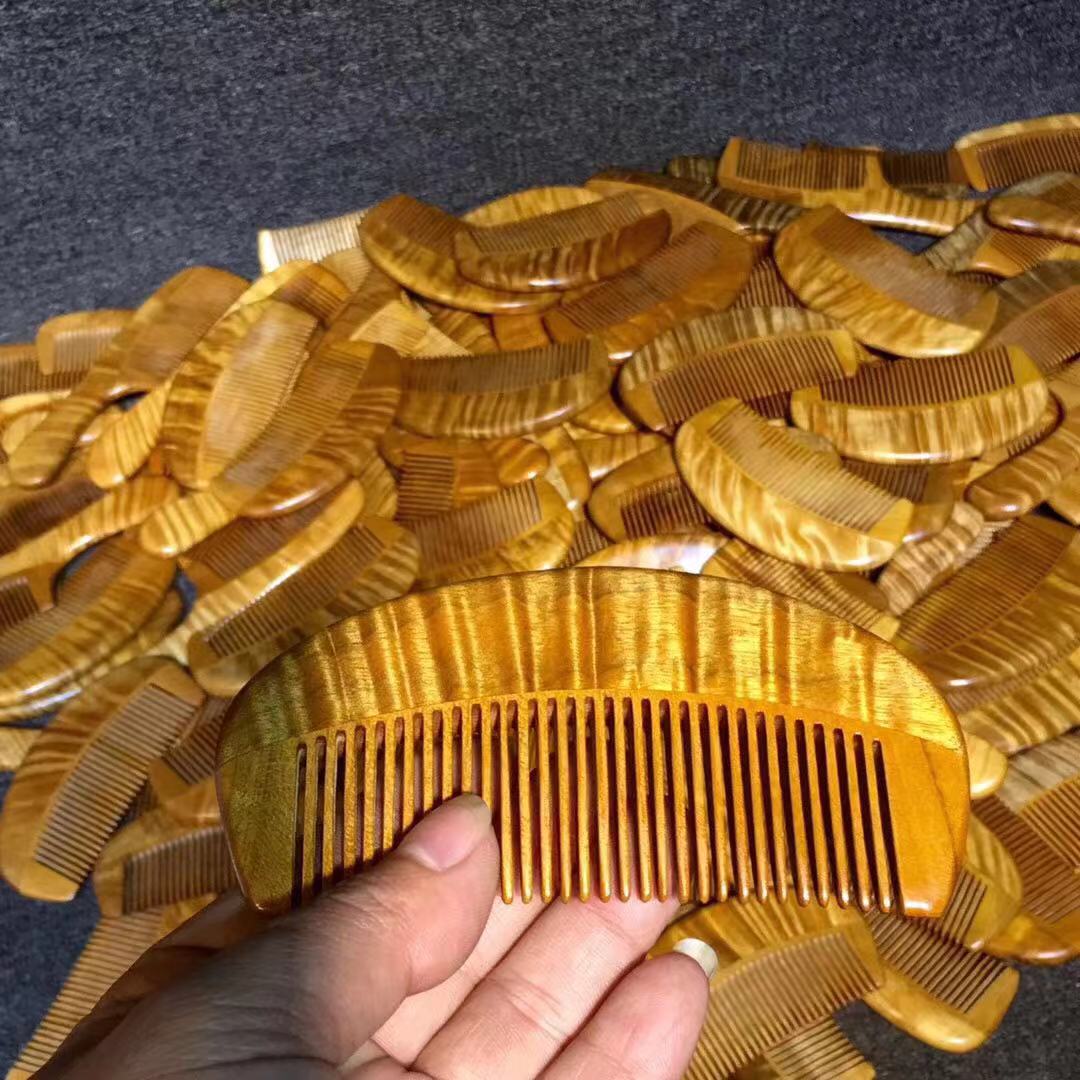 小叶桢楠金丝楠木老料满水波梳子 古典工艺品女士款木梳送礼批发