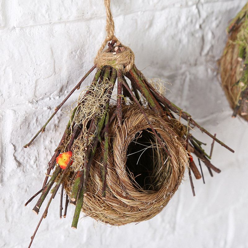 树枝草编鸟窝手工制作虎皮鹦鹉窝鹦鹉鸽子窝鸟巢仿真拍摄装饰实用