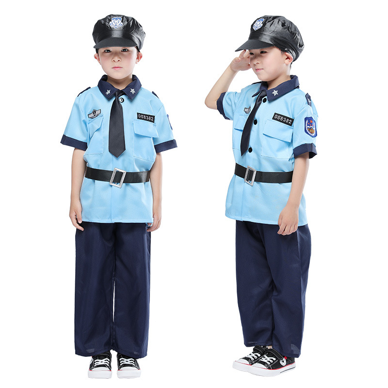 儿童警察服装cosplay幼儿园舞台表演服 万圣节小交警职业演出服