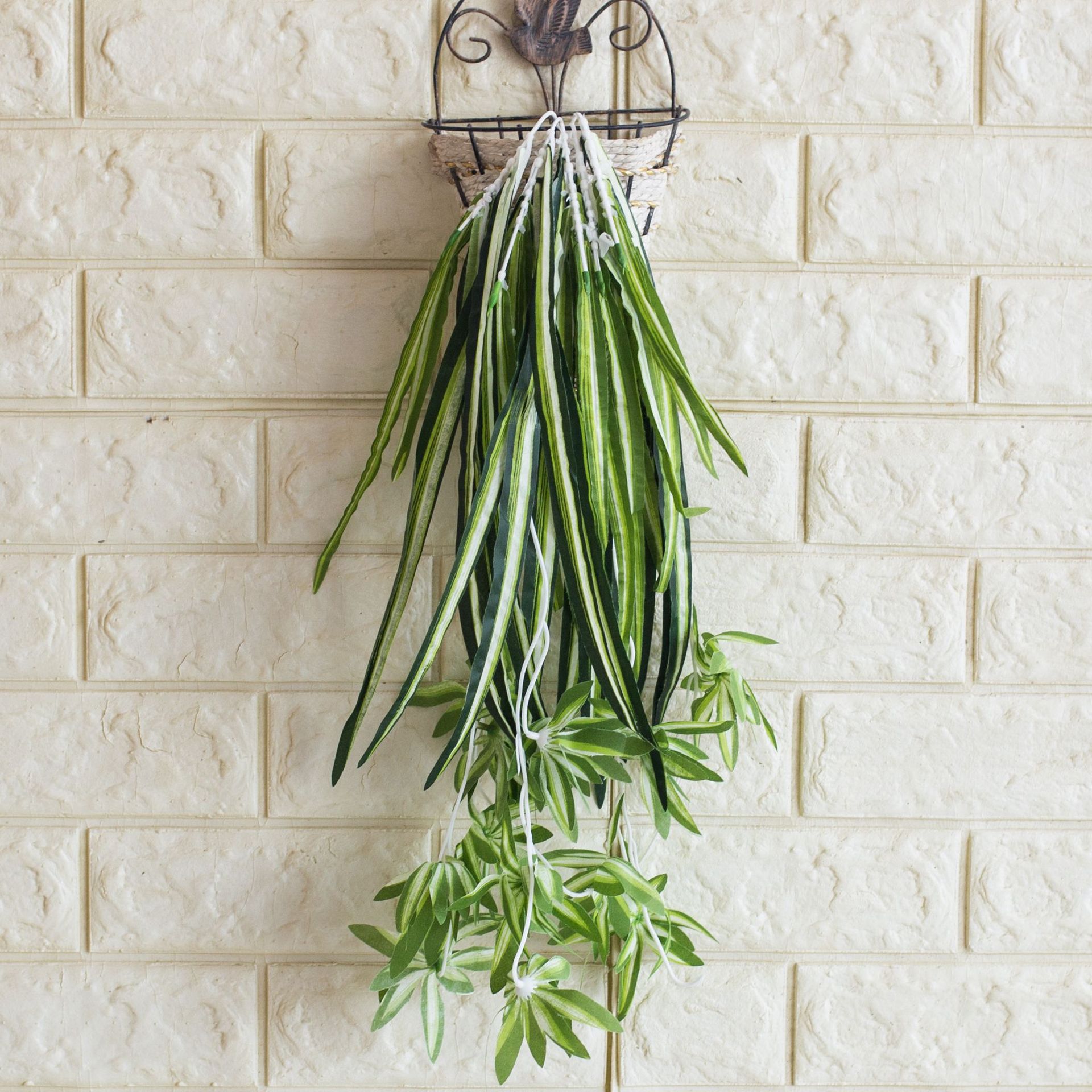 厂家批发海葵叶吊兰草植物墙配材仿真白边草兰花科壁挂金边吊兰