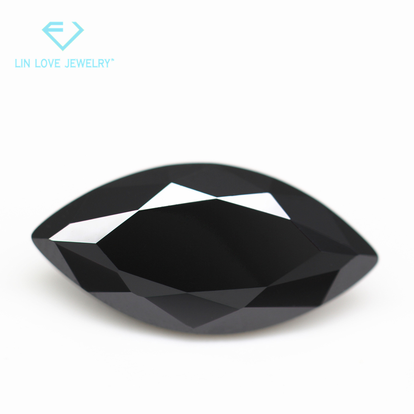 厂家直销 马眼黑纳米裸石 人造尖底树叶形纳米黑宝石耐高温可蜡镶