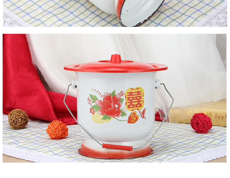 搪瓷痰盂喜庆痰盂烤漆喜庆花兰桶结婚喜庆痰盂老人小孩便盆