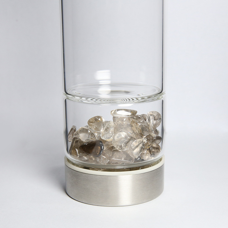 批发天然茶水晶碎石 石英半宝石能量玻璃杯净化消磁可印logo