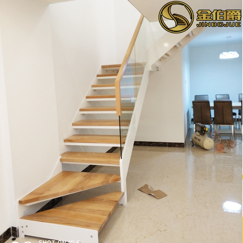 厂家楼梯直梁玻璃楼梯钢木楼梯工程跃层室内楼梯上门安装复式楼梯