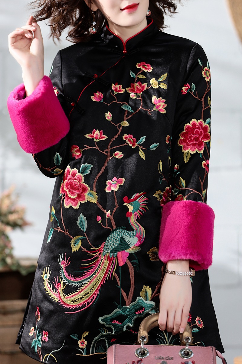 秋冬改良唐装复古中长款中国风复古刺绣上衣(货号 yyh1963)