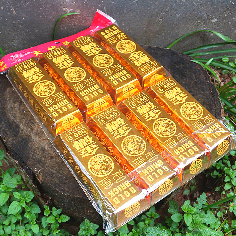 包邮成品金砖金条足金999金砖烧纸初一十五清明拜神拜佛祭祀用品