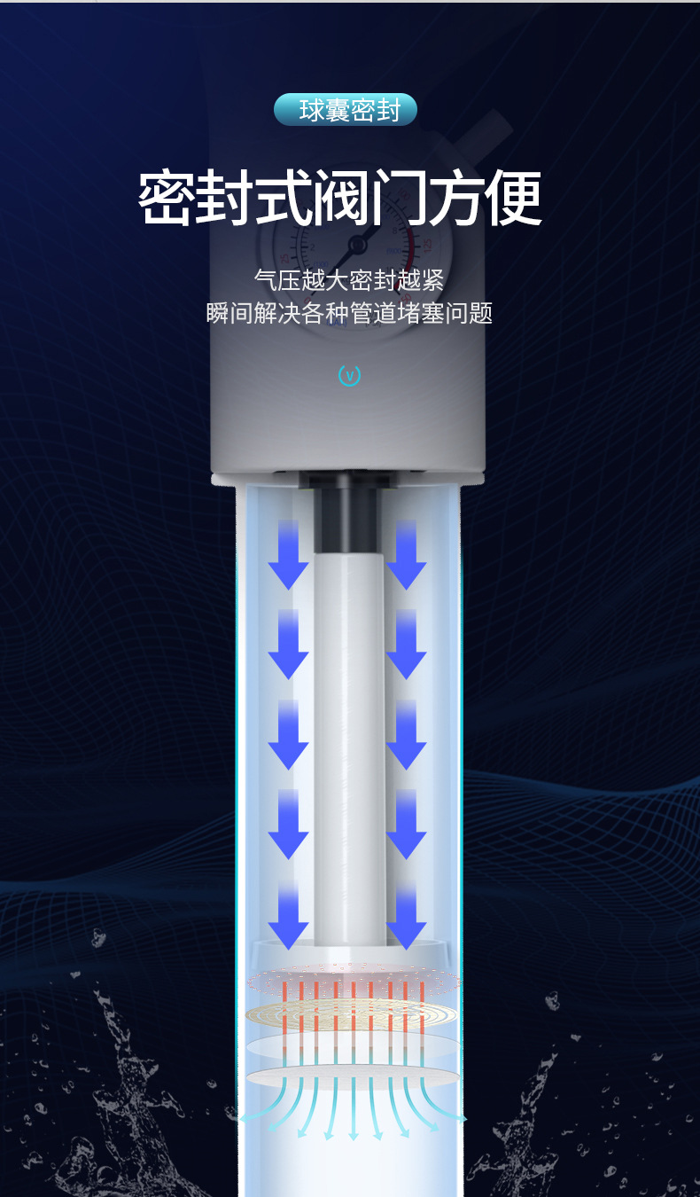 马桶疏通器捅吸厕所下水道管道堵塞全自动一炮通高压专业神器家用