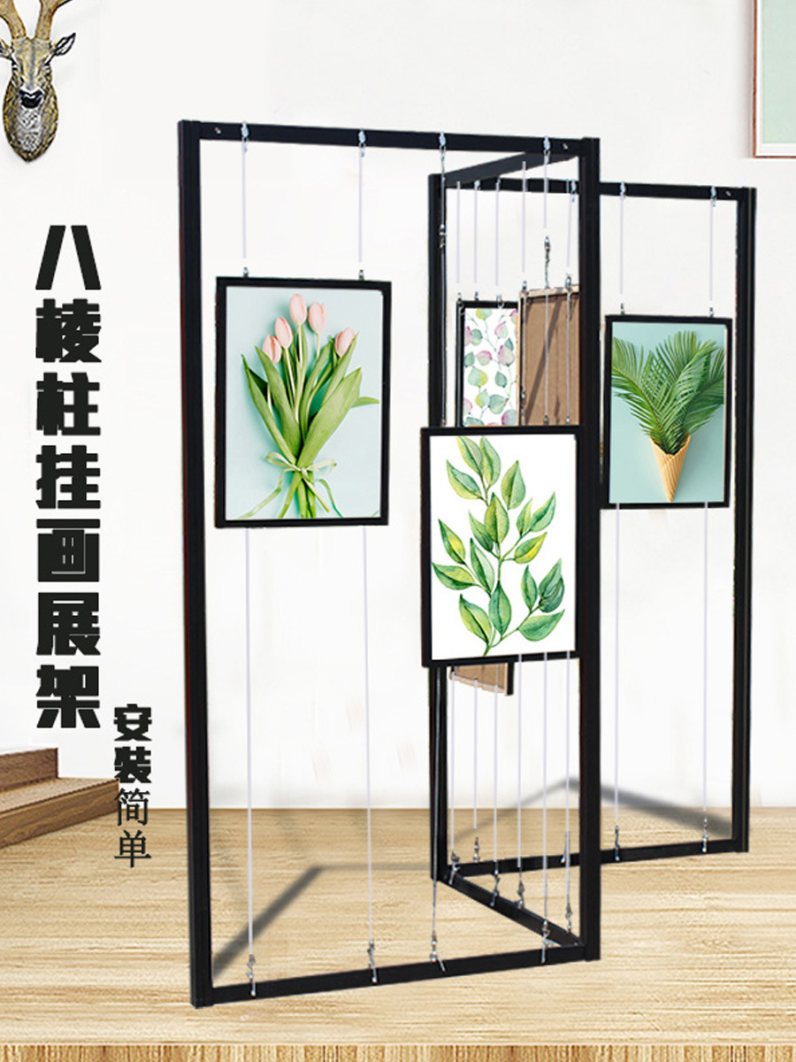 展会移动展架书画展板黑色八棱柱展板学校户外宣传活动八棱柱展架-阿