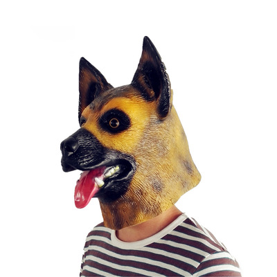 黄狗面具 逼真万圣节派对全头面具 cos表演动物头套 工厂批发