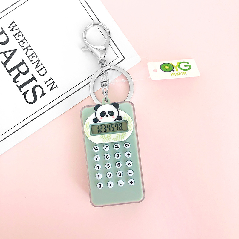 Korean Cartoon Mini Card Calculator Cute Portable Student Handheld Computer with Keychain Pendant