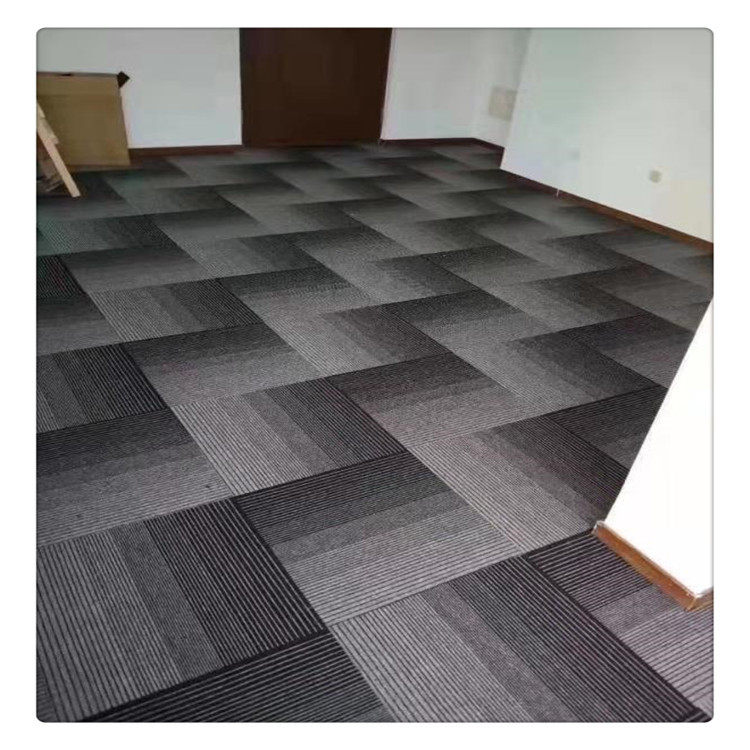 条纹防滑沥青底块毯门厅客厅待客室客房隔音地毯机织丙纶化纤地毯
