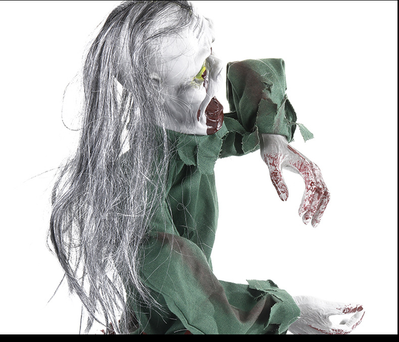 鬼屋装置带头发摇摆带音效整蛊搞怪半身鬼带发半身鬼整人玩具