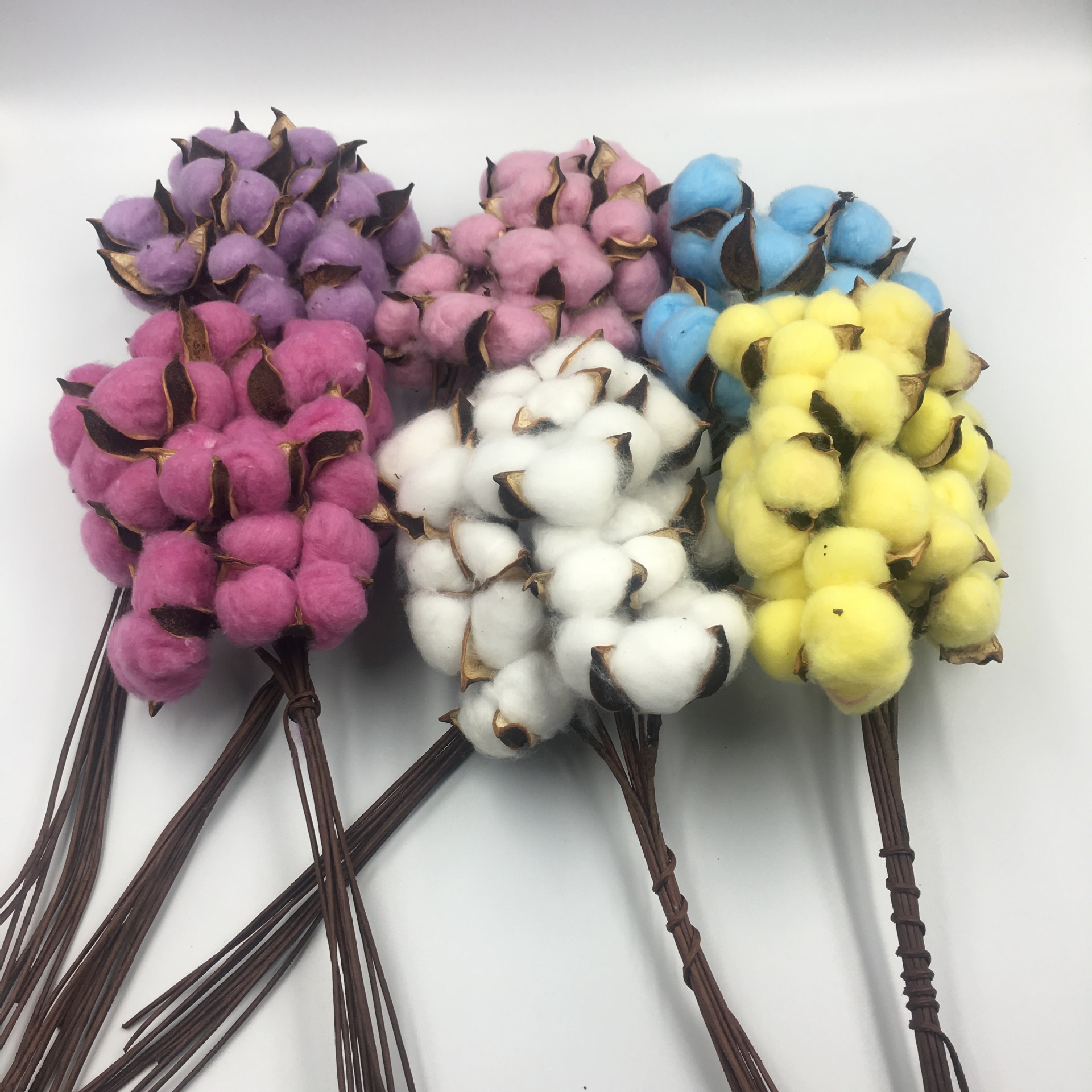 彩色棉花干花风干永生棉花家居插花摆件仿真花假花摆设
