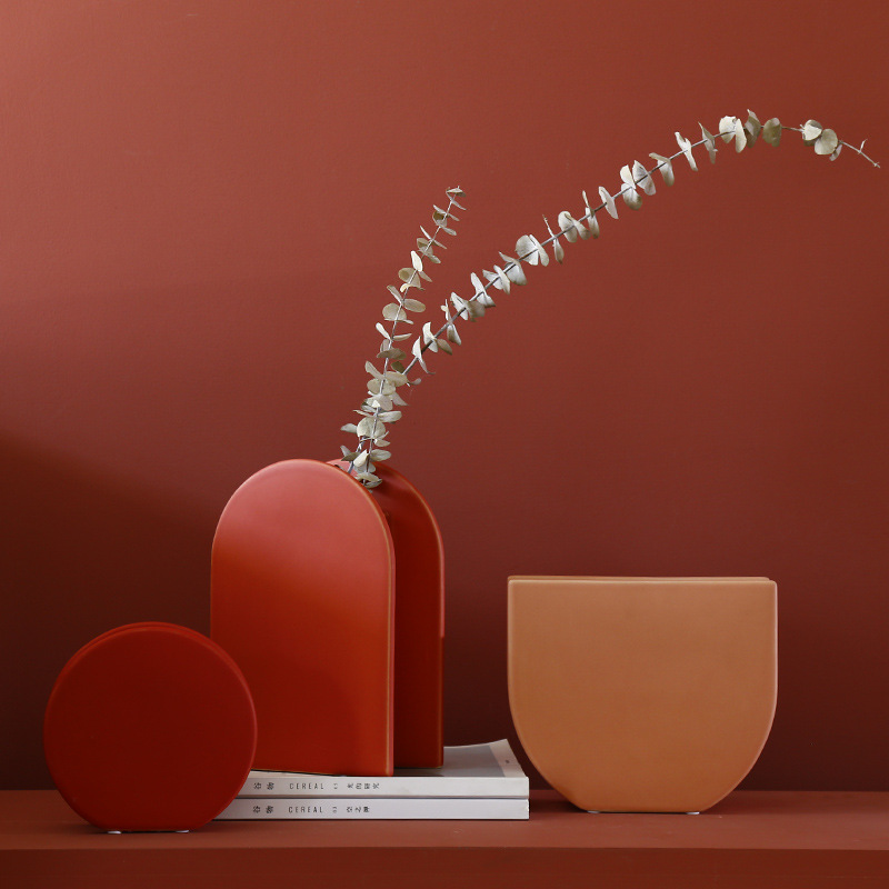 Morandi莫兰迪色系花瓶花器创意手工陶瓷装饰样板房ins工艺品摆件